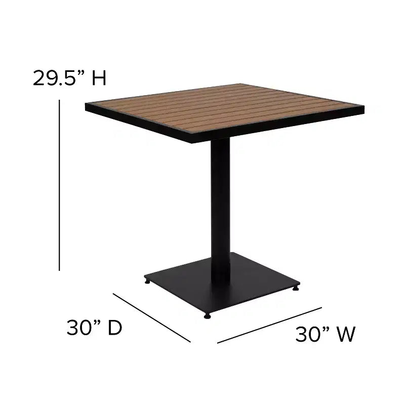 Flash Furniture Lark bistro-matgrupp för uteplats med bord och 4 stolar samt lameller i imiterad teak av polypropen