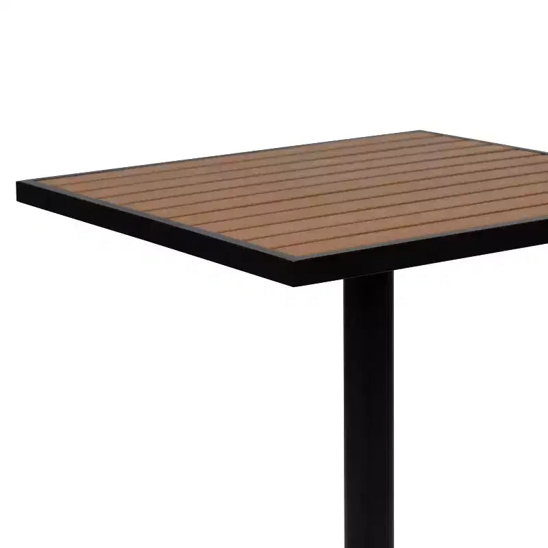 Flash Furniture Lark bistro-matgrupp för uteplats med bord och 4 stolar samt lameller i imiterad teak av polypropen