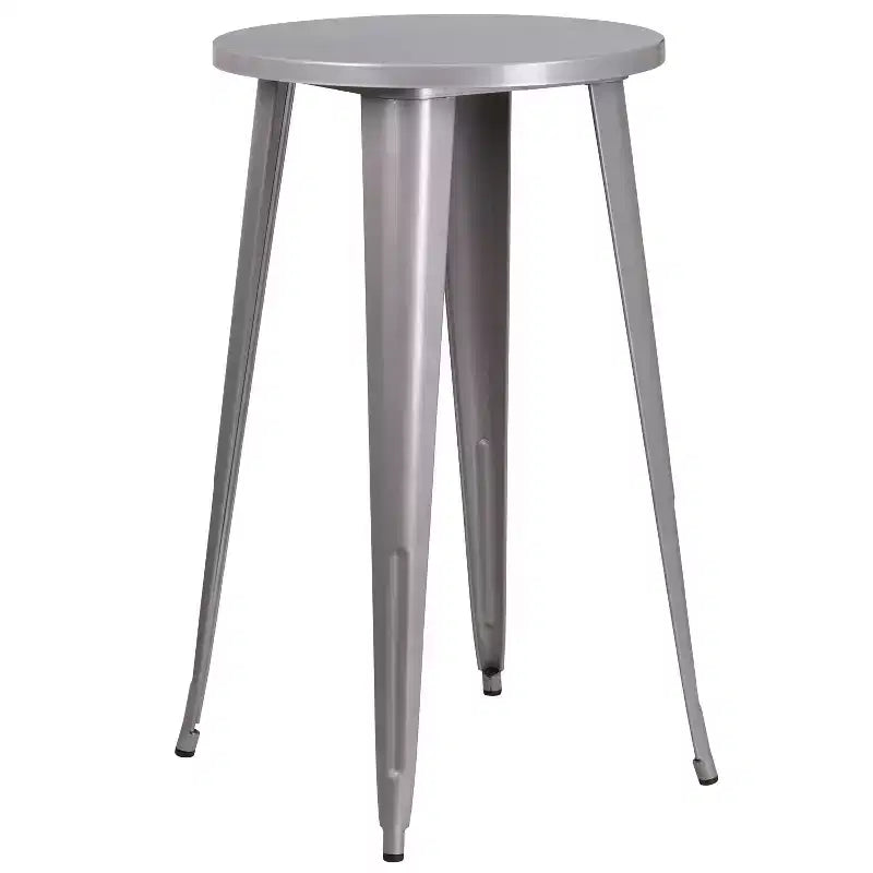 Emma and Oliver Commercial Grade 24 Round Metal Indoor-Outdoor Bar Table Set with 2 Cafe Stools