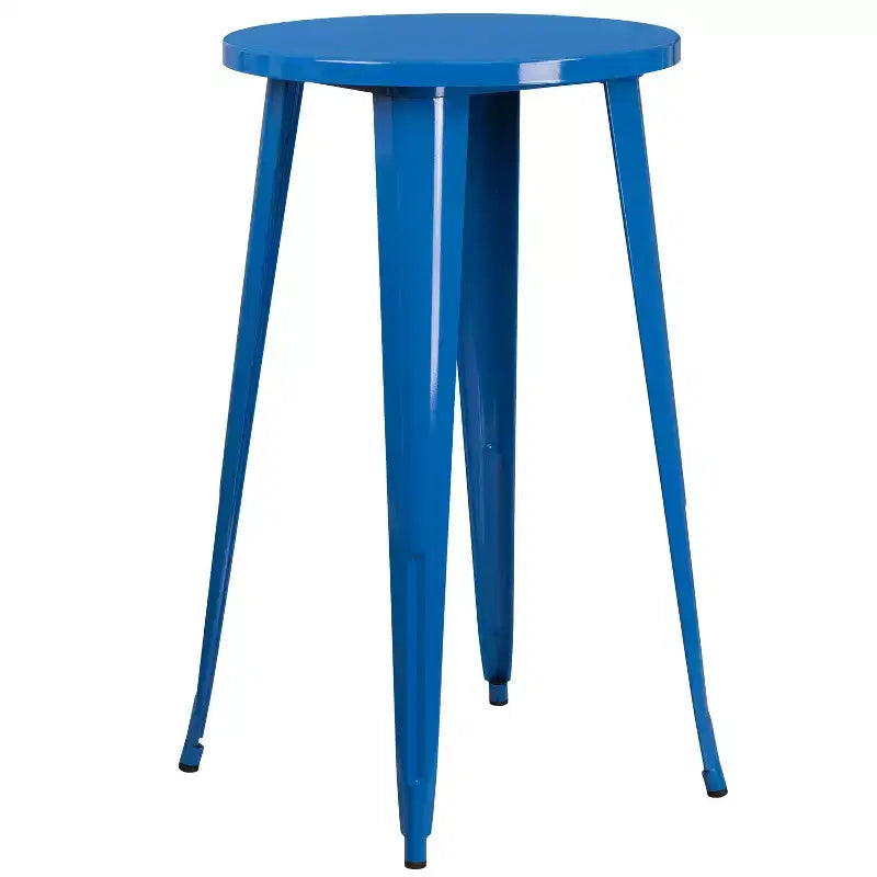 Emma and Oliver Commercial Grade 24 Round Metal Indoor-Outdoor Bar Table Set with 2 Cafe Stools