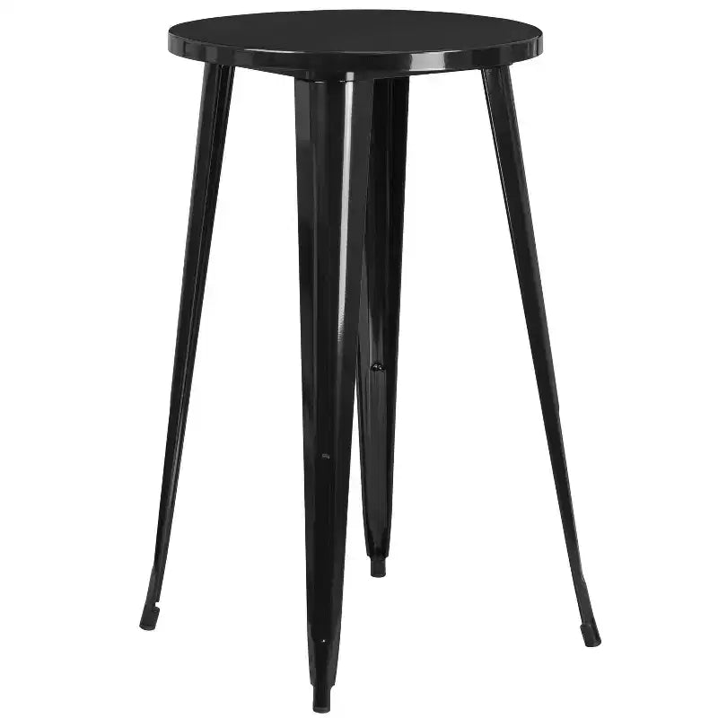 Emma and Oliver Commercial Grade 24 Round Metal Indoor-Outdoor Bar Table Set with 2 Cafe Stools