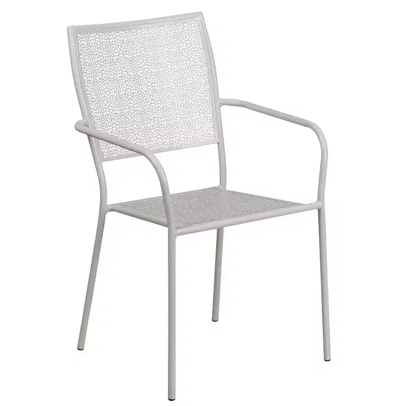 Set da tavolo da giardino in metallo di livello commerciale Emma e Oliver, rotondo da 35,25, con 2 sedie dallo schienale quadrato