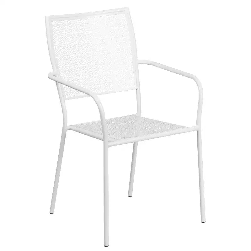 Set da tavolo da giardino in metallo di livello commerciale Emma e Oliver, rotondo da 35,25, con 2 sedie dallo schienale quadrato