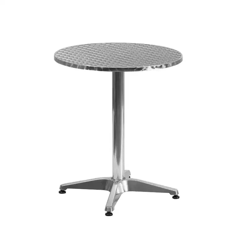 Emma and Oliver 23,5-Zoll-rundes Gartentisch-Set aus Aluminium mit 2 Rattanstühlen
