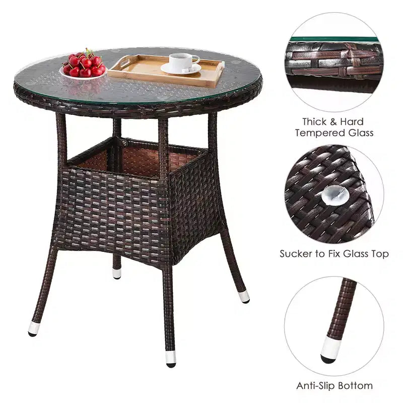 Costway 4PCS Outdoor Patio Rattan Furniture Set Cushioned Sofa Table Turquoise\Black\Navy\Red