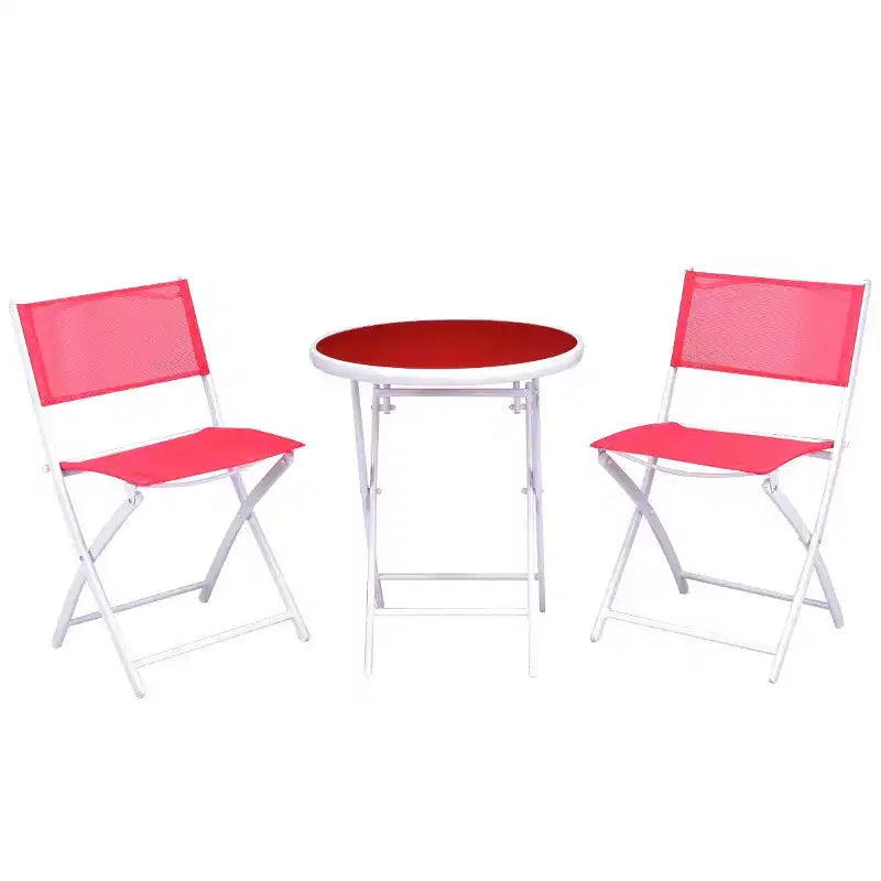 Juego de muebles de jardín y patio de 3 piezas Costway, con mesa y sillas bistró plegables, rojo