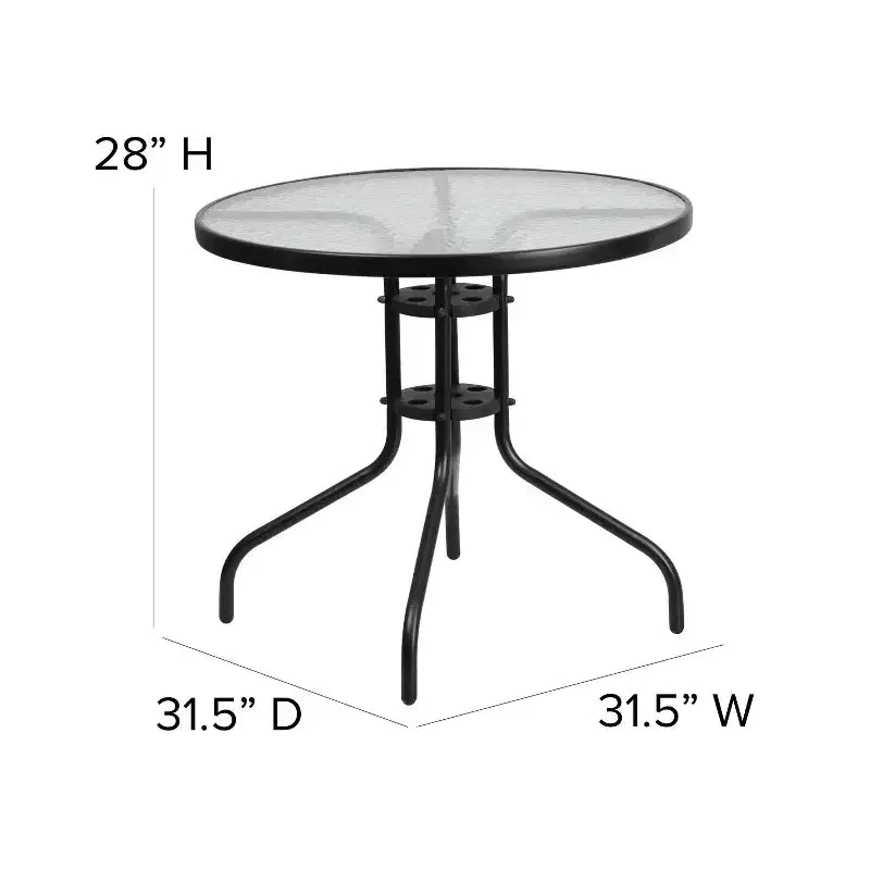 Flash Furniture 5 Piece Outdoor Patio Dining Set - Tempered Glass Patio Table, 4 Flex Comfort Stack Chairs