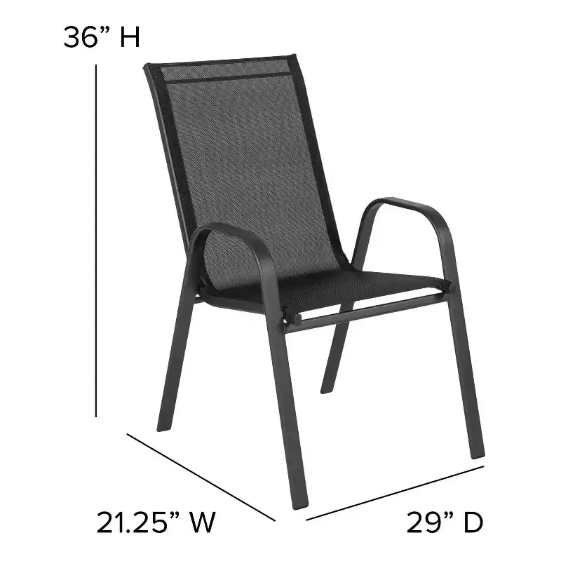 Flash Furniture 5 Piece Outdoor Patio Dining Set - Tempered Glass Patio Table, 4 Flex Comfort Stack Chairs
