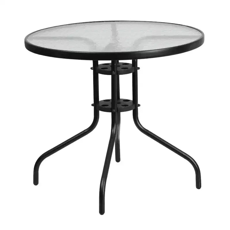 Flash Furniture 5 Piece Outdoor Patio Dining Set - Tempered Glass Patio Table, 4 Flex Comfort Stack Chairs