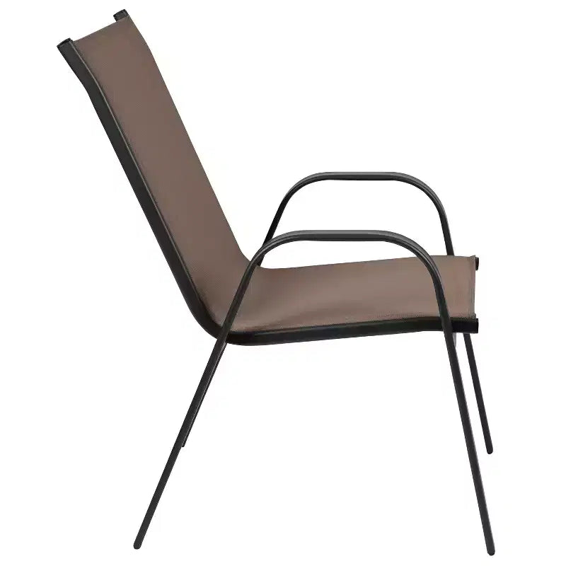 Flash Furniture 5 Piece Outdoor Patio Dining Set - Tempered Glass Patio Table, 4 Flex Comfort Stack Chairs