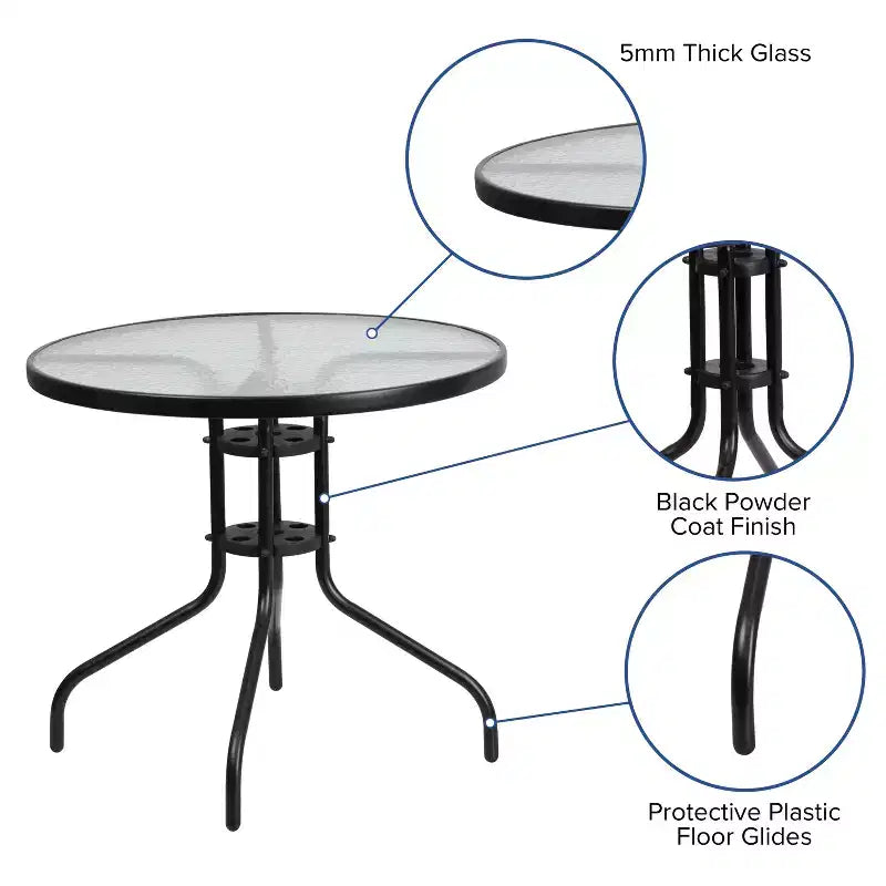 Flash Furniture 5 Piece Outdoor Patio Dining Set - Tempered Glass Patio Table, 4 Flex Comfort Stack Chairs