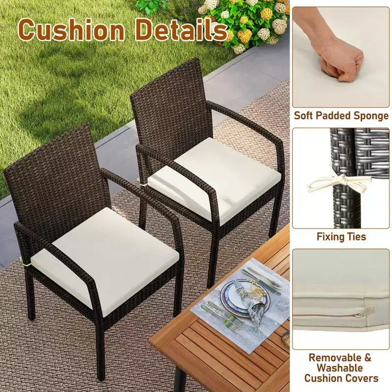 Costway 7PCS Patio Rattan Dining Set Table Top W/Umbrella Hole