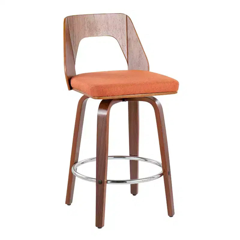 Set of 2 Upholstered Counter Height Barstools with Swivel and Mid Back