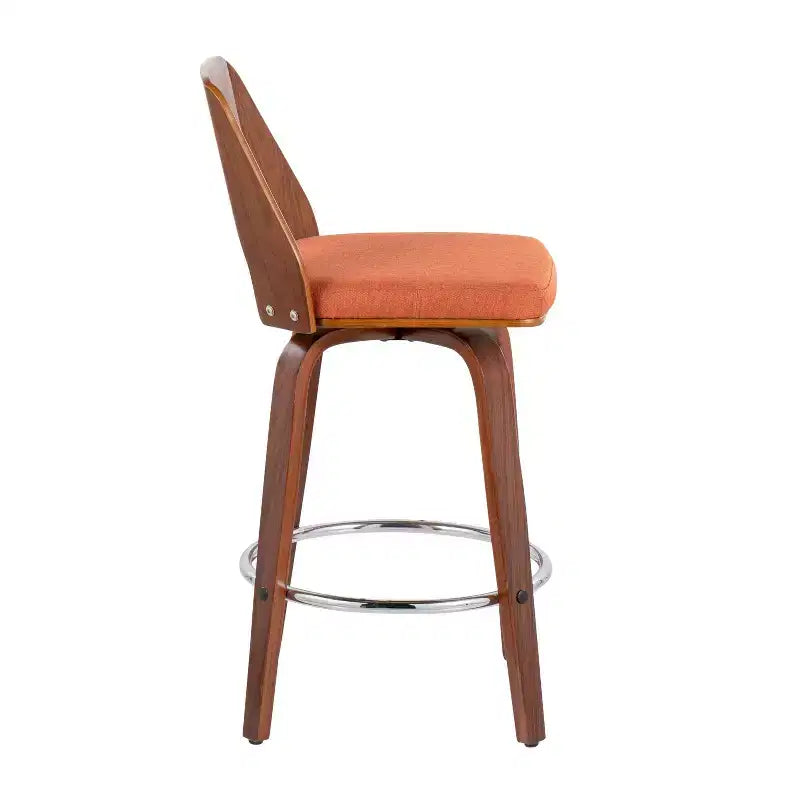 Set of 2 Upholstered Counter Height Barstools with Swivel and Mid Back