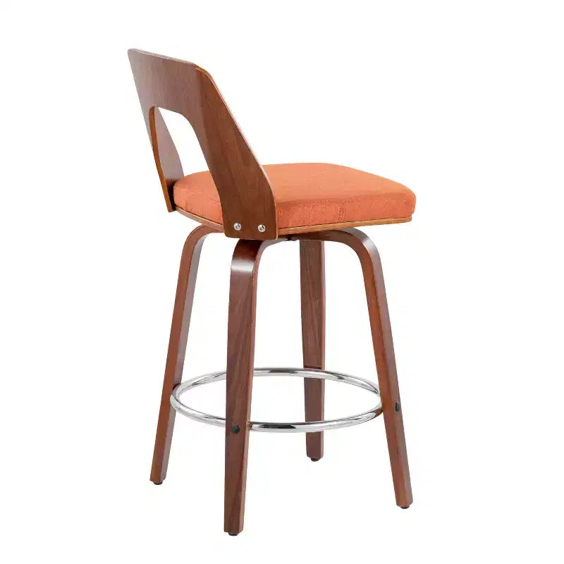 Set of 2 Upholstered Counter Height Barstools with Swivel and Mid Back
