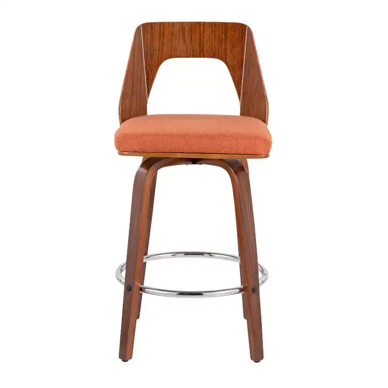 Set of 2 Upholstered Counter Height Barstools with Swivel and Mid Back