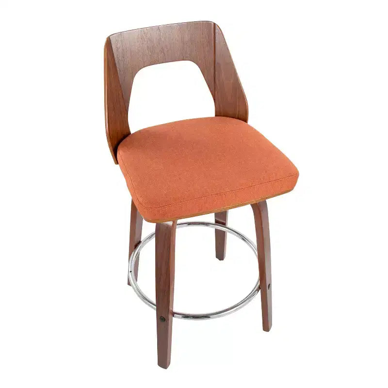 Set of 2 Upholstered Counter Height Barstools with Swivel and Mid Back