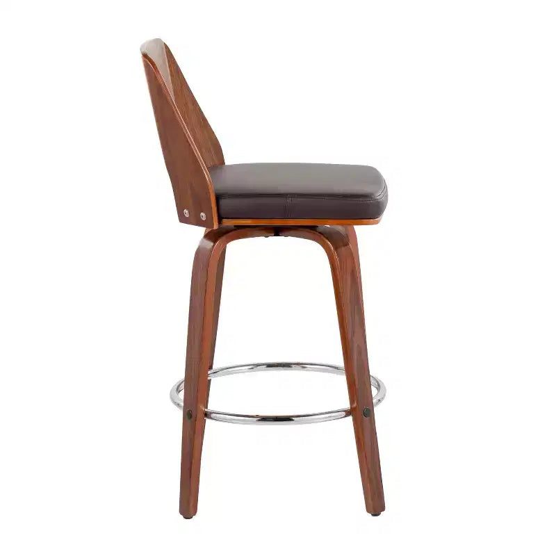 Set of 2 Upholstered Counter Height Barstools with Swivel and Mid Back