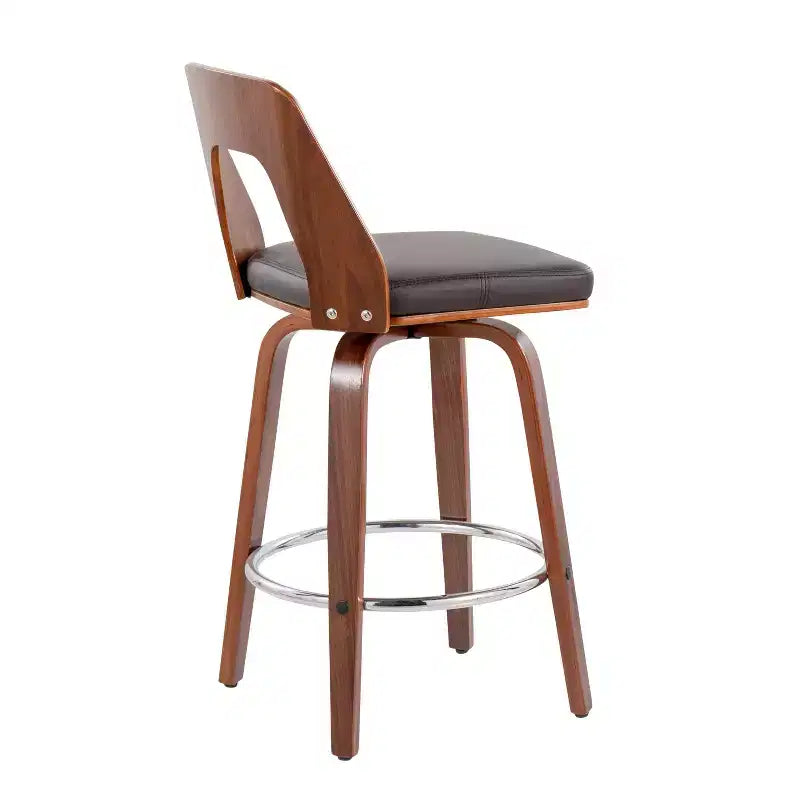 Set of 2 Upholstered Counter Height Barstools with Swivel and Mid Back