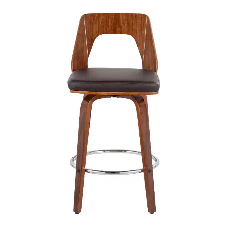 Set of 2 Upholstered Counter Height Barstools with Swivel and Mid Back