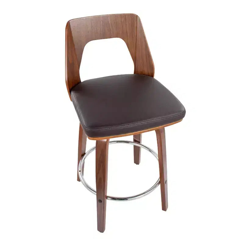 Set of 2 Upholstered Counter Height Barstools with Swivel and Mid Back