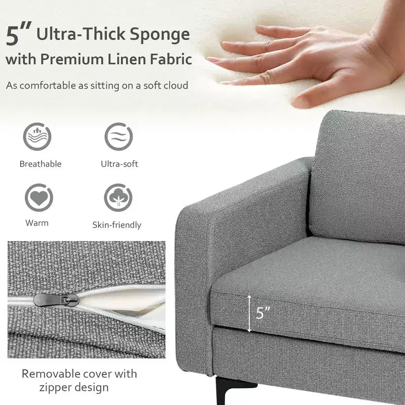 Costway Set of 2 Fabric Accent Armchair Single Sofa w/ Side Storage Pocket