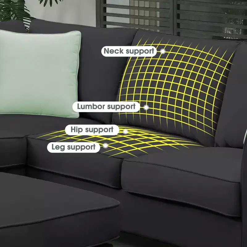 Modular Sectional Sofa 7 Seats with Ottoman L Shape Fabric Sofa Corner Couch Set with 3 Pillows-ModernLuxe