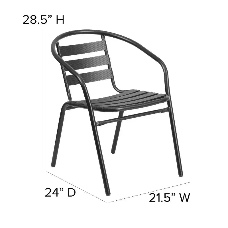 Emma and Oliver 31,5' rundes Tischset aus Aluminium für Innen- und Außenbereiche mit 4 Stühlen mit Lamellenlehne