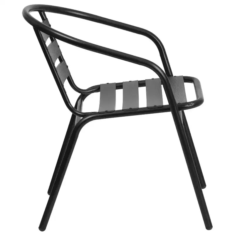 Emma and Oliver 31.5'' Square Aluminum Indoor-Outdoor Table Set with 4 Slat Back Chairs