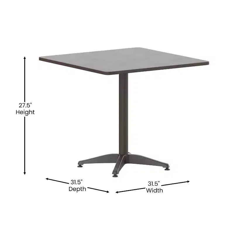 Emma and Oliver 31.5'' Square Aluminum Indoor-Outdoor Table Set with 4 Slat Back Chairs