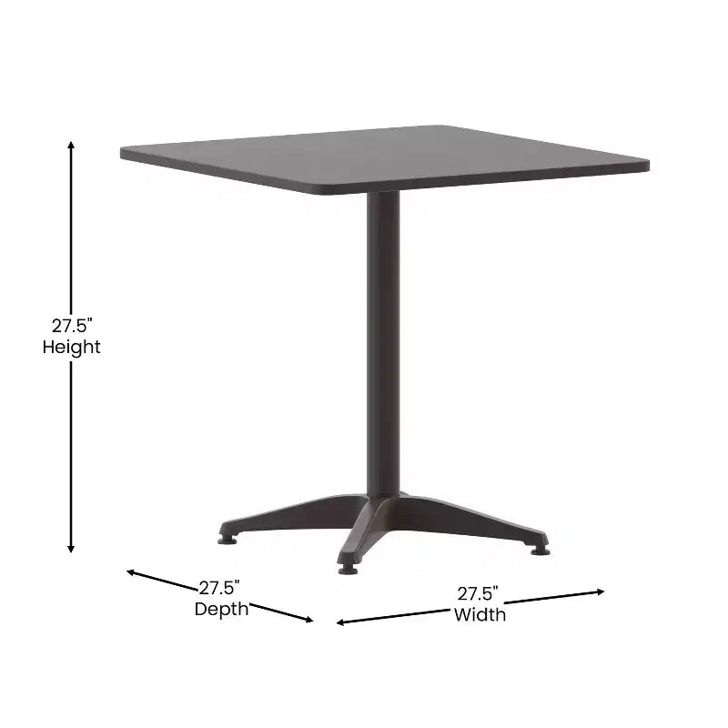 Conjunto de mesa cuadrada de aluminio para interior y exterior Emma and Oliver de 27,5" con 4 sillas con respaldo de listones