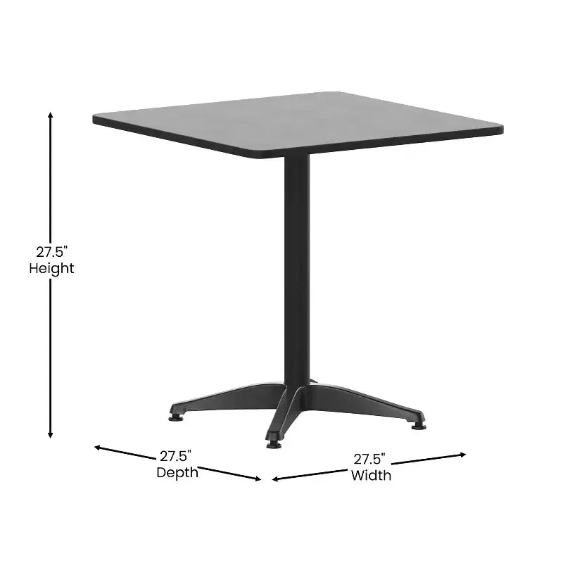 Conjunto de mesa cuadrada de aluminio para interior y exterior Emma and Oliver de 27,5" con 4 sillas con respaldo de listones