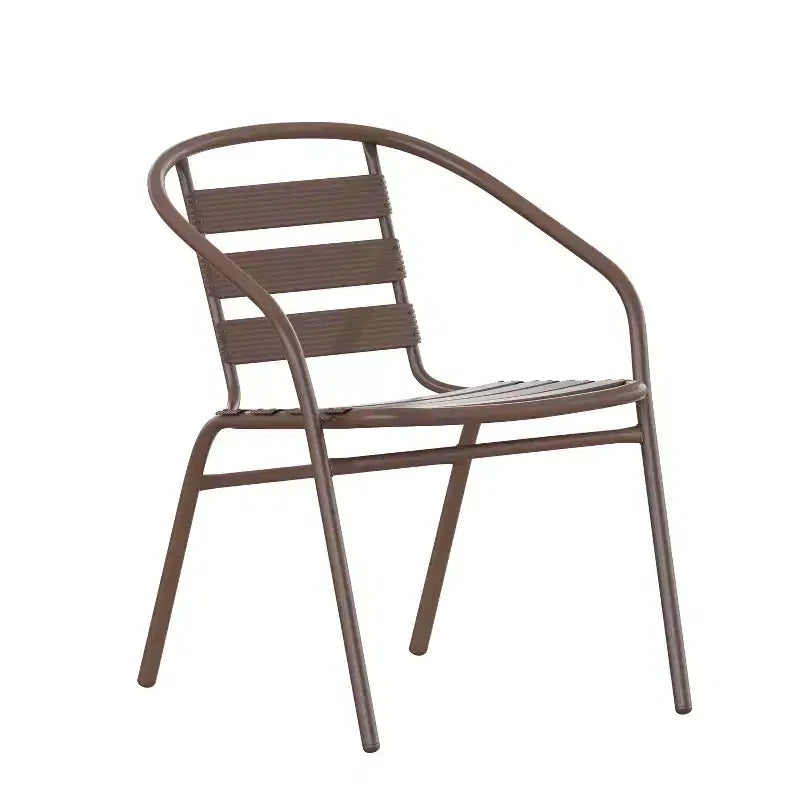 Conjunto de mesa cuadrada de aluminio para interior y exterior Emma and Oliver de 27,5" con 4 sillas con respaldo de listones