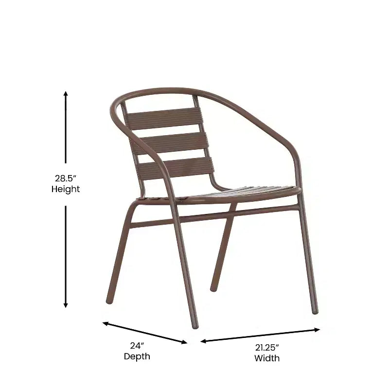 Conjunto de mesa cuadrada de aluminio de 23,5'' para interior y exterior Emma y Oliver con 2 sillas con respaldo de listones