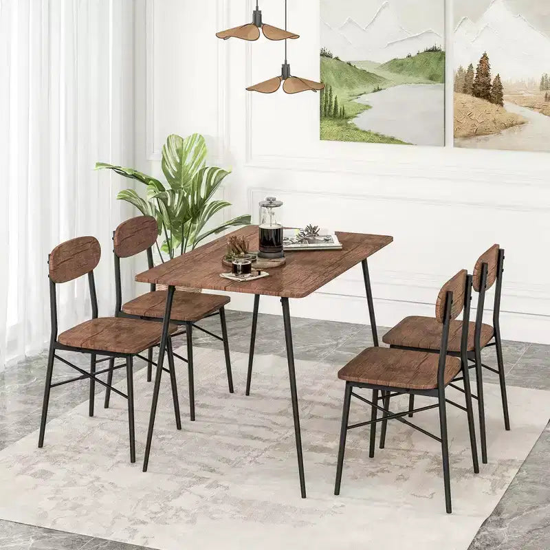 Costway 5-Piece Dining Table Set for 4 Modern Kitchen Dining Room Furniture Set