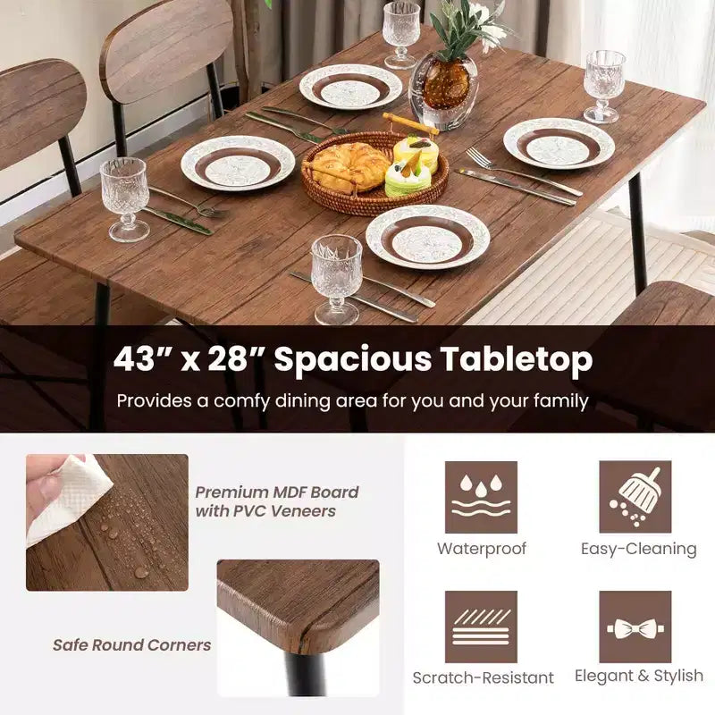 Costway 5-Piece Dining Table Set for 4 Modern Kitchen Dining Room Furniture Set