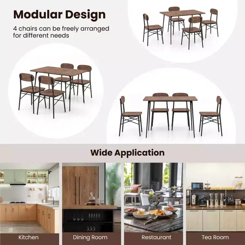 Costway 5-Piece Dining Table Set for 4 Modern Kitchen Dining Room Furniture Set
