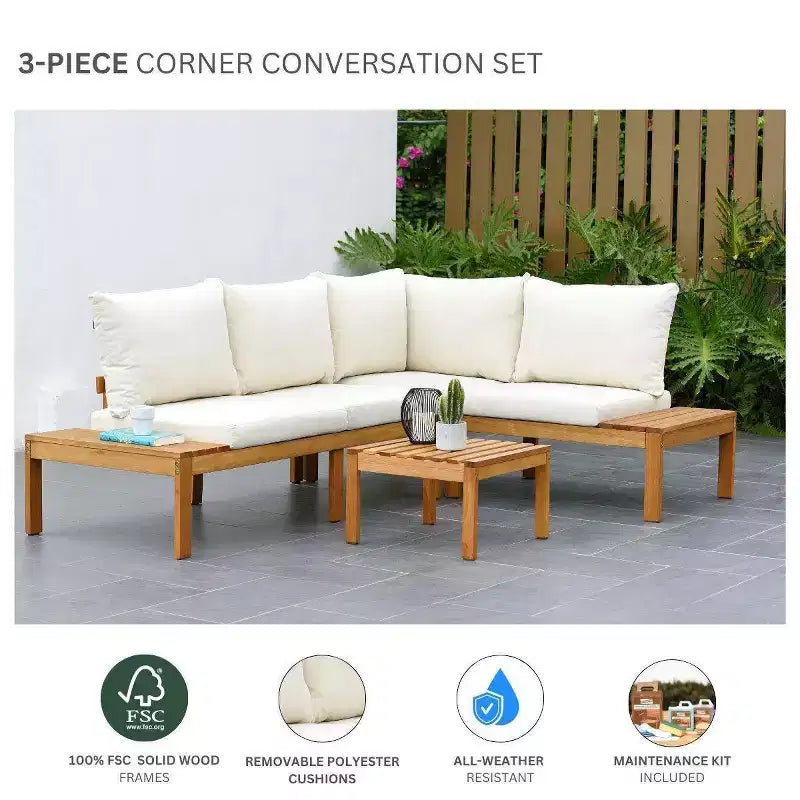 Amazonia 3pc Seychelles Outdoor Patio Conversation Set with Cushions