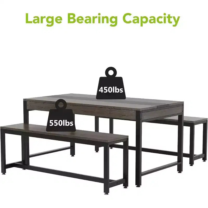 Tribesigns Dining Table Set, Kitchen Breakfast Table with 2 Benches & Sided Drawer for 4-6 People