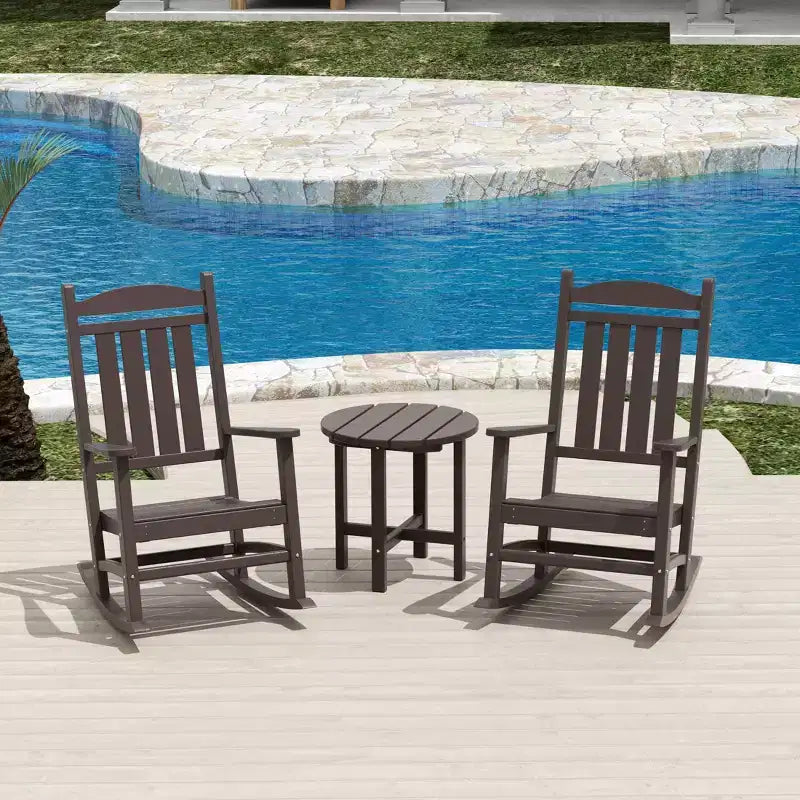 WestinTrends 3-delige set schommelstoelen voor buiten met ronde bijzettafel