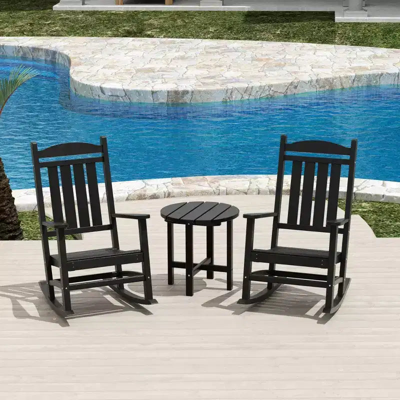 WestinTrends 3-delige set schommelstoelen voor buiten met ronde bijzettafel