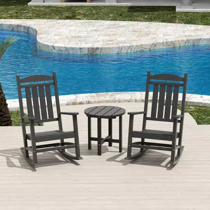 WestinTrends 3-delige set schommelstoelen voor buiten met ronde bijzettafel