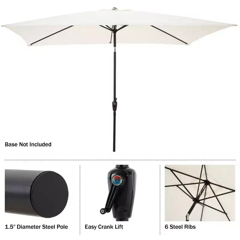 Alaterre Furniture Ensemble repas d’extérieur 6 pièces, table Weston avec parasol rectangulaire de 10'