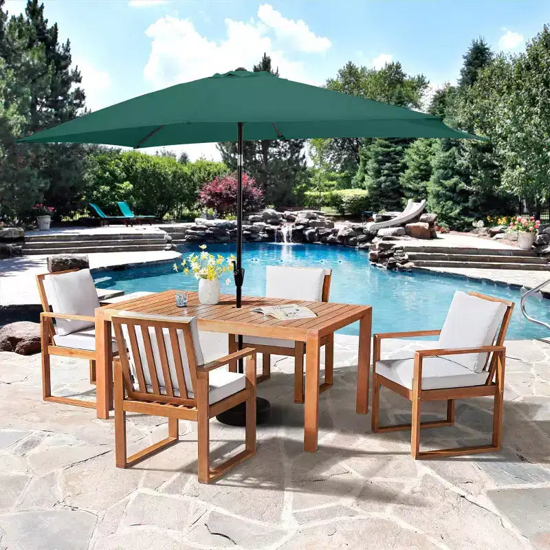Alaterre Furniture Ensemble repas d’extérieur 6 pièces, table Weston avec parasol rectangulaire de 10'