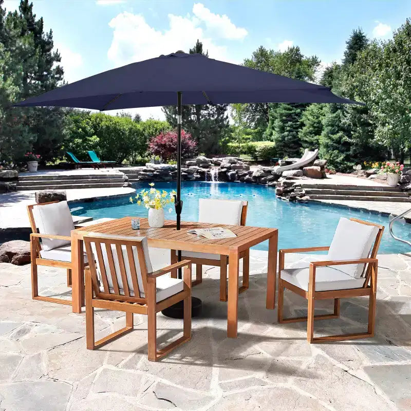 Alaterre Furniture Ensemble repas d’extérieur 6 pièces, table Weston avec parasol rectangulaire de 10'