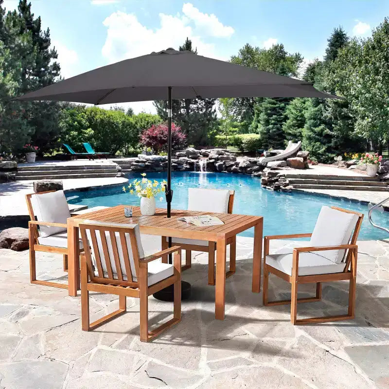 Alaterre Furniture Ensemble repas d’extérieur 6 pièces, table Weston avec parasol rectangulaire de 10'