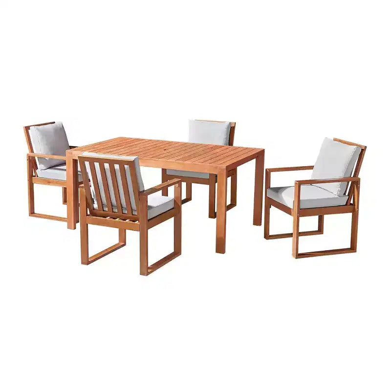Alaterre Furniture Ensemble repas d’extérieur 6 pièces, table Weston avec parasol rectangulaire de 10'