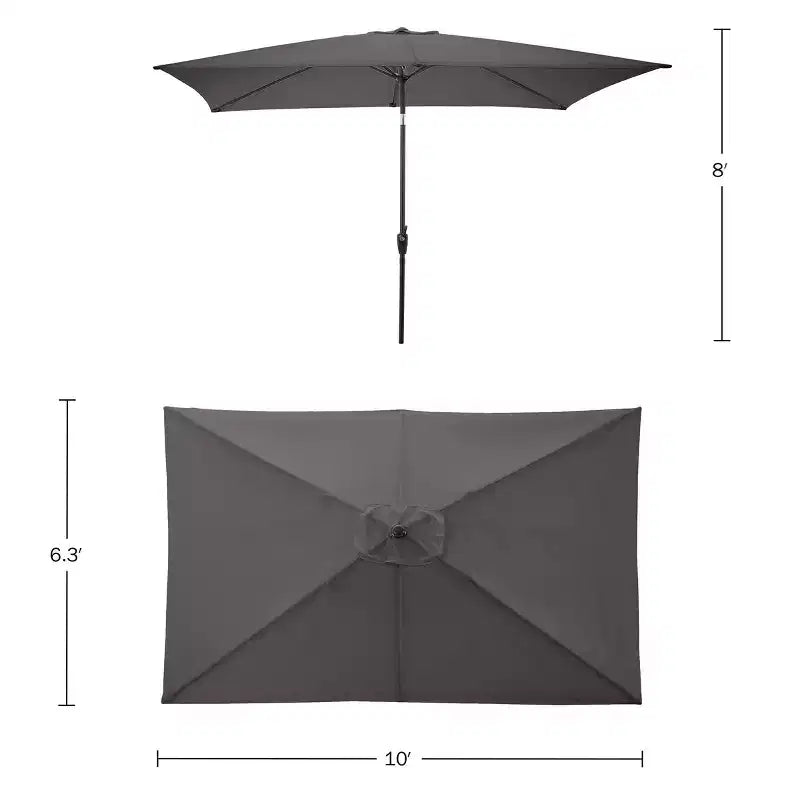 Alaterre Furniture Ensemble repas d’extérieur 6 pièces, table Weston avec parasol rectangulaire de 10'