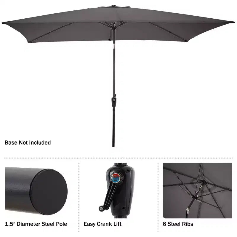 Alaterre Furniture Ensemble repas d’extérieur 6 pièces, table Weston avec parasol rectangulaire de 10'