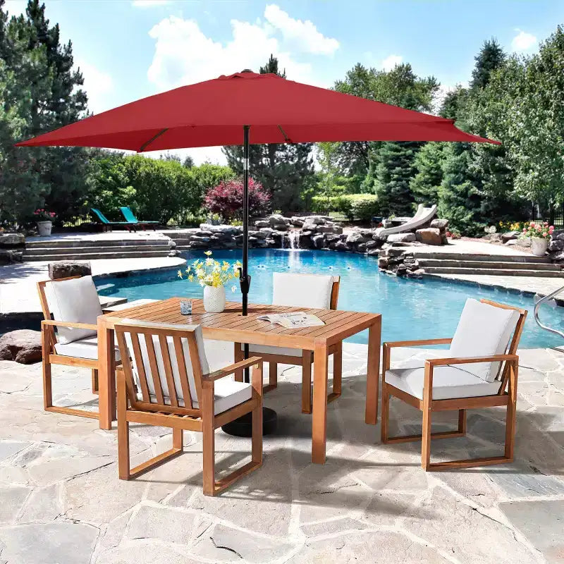 Alaterre Furniture Ensemble repas d’extérieur 6 pièces, table Weston avec parasol rectangulaire de 10'